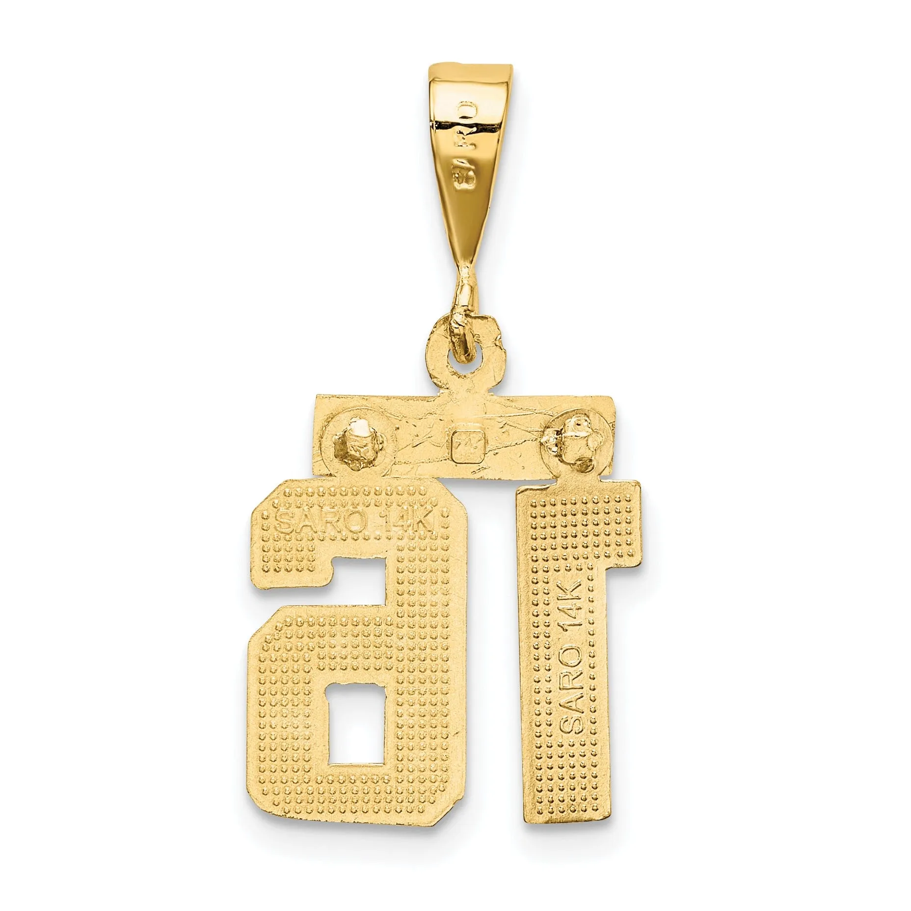 14k Yellow Gold Polished Diamond Cut Finish Small Size Number 16 Charm Pendant