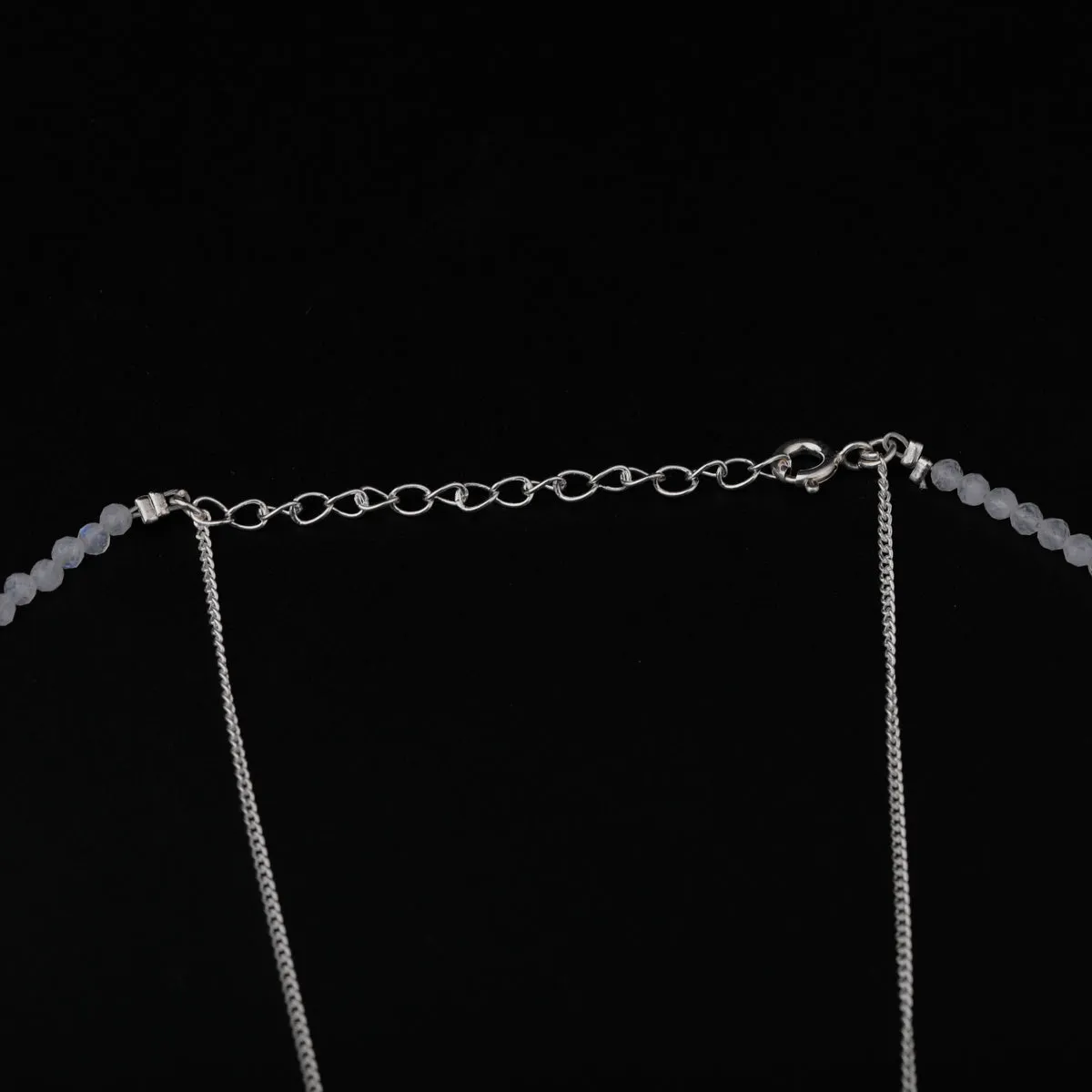 2 layers Silver Necklace with Chalcedony and Moonstones