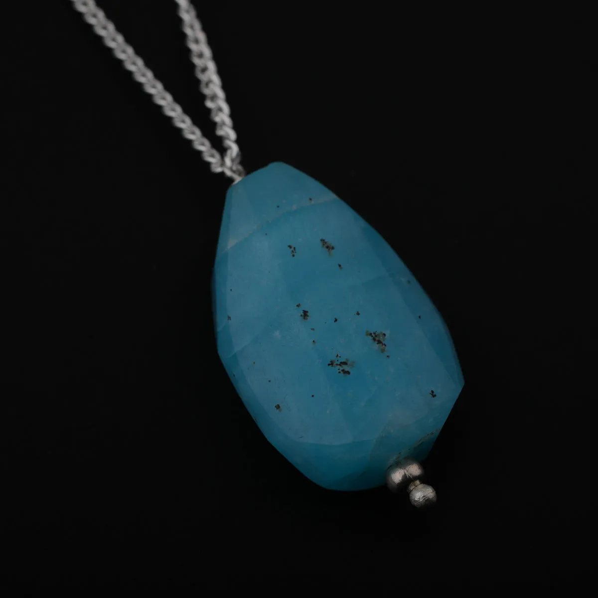 2 layers Silver Necklace with Chalcedony and Moonstones