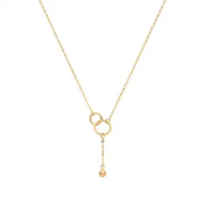 9ct Yellow Gold Double Circle With Drop Chain Necklet NK1609
