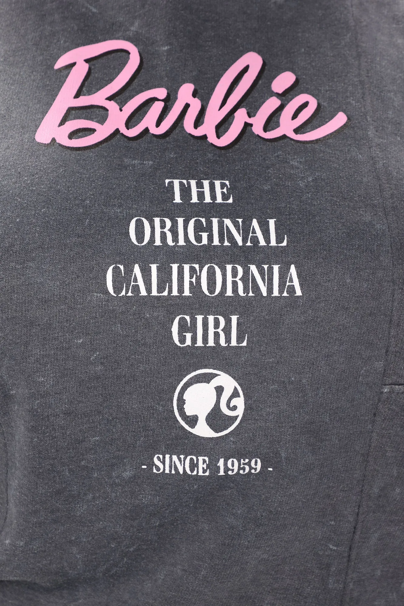 Barbie Cold Shoulder Mineral Wash Hoodie - Charcoal