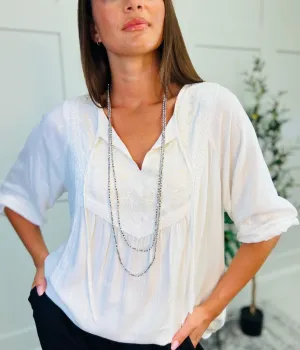 Beaded Sparkle Twin Strand Long Necklace
