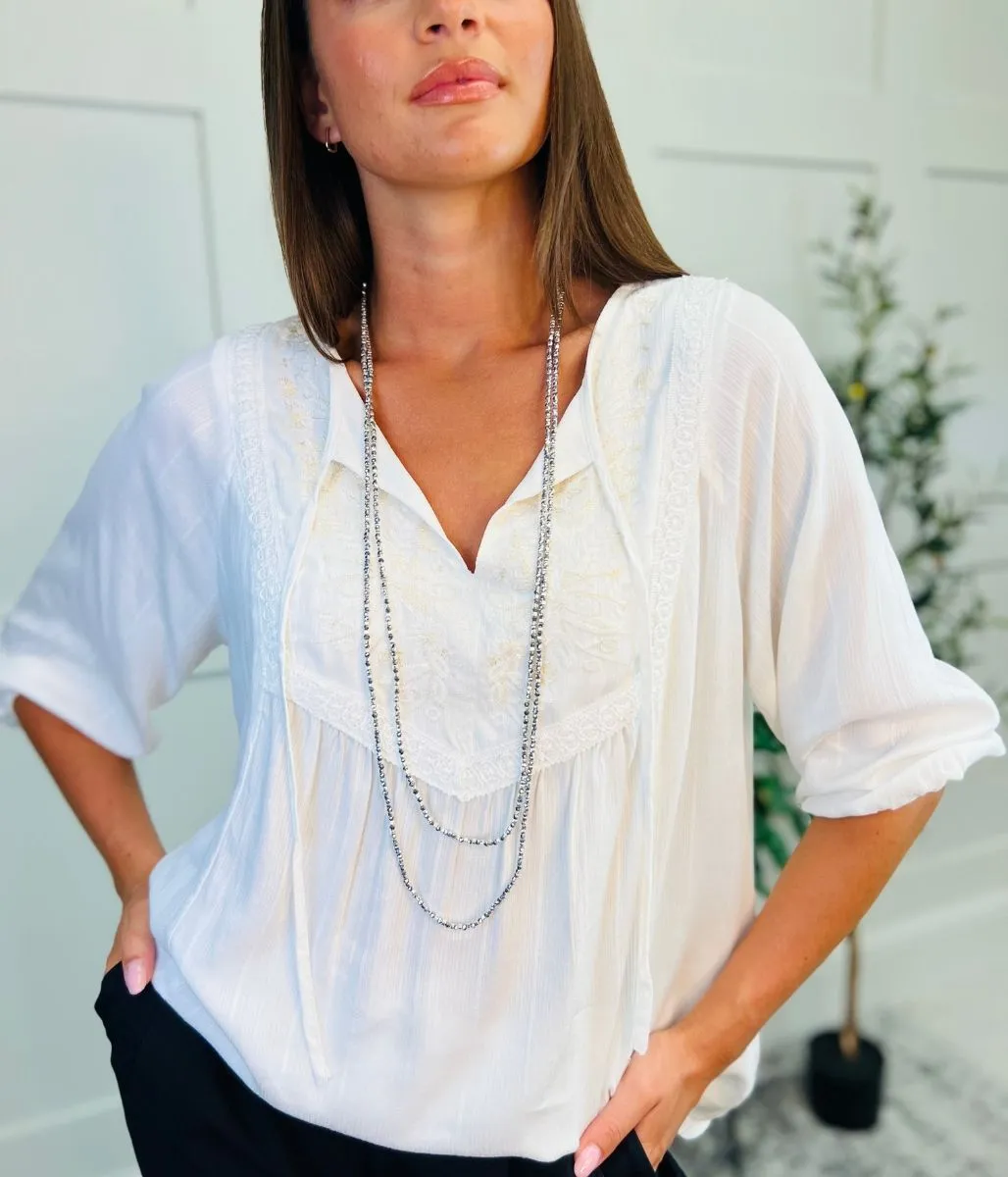 Beaded Sparkle Twin Strand Long Necklace
