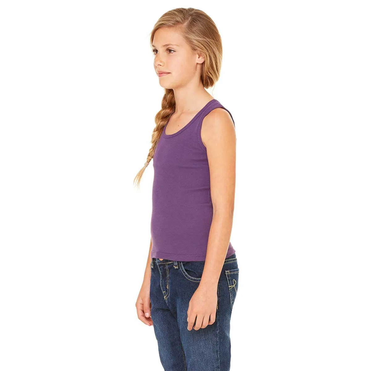 Bella   Canvas Girl's Purple Stretch Rib Tank