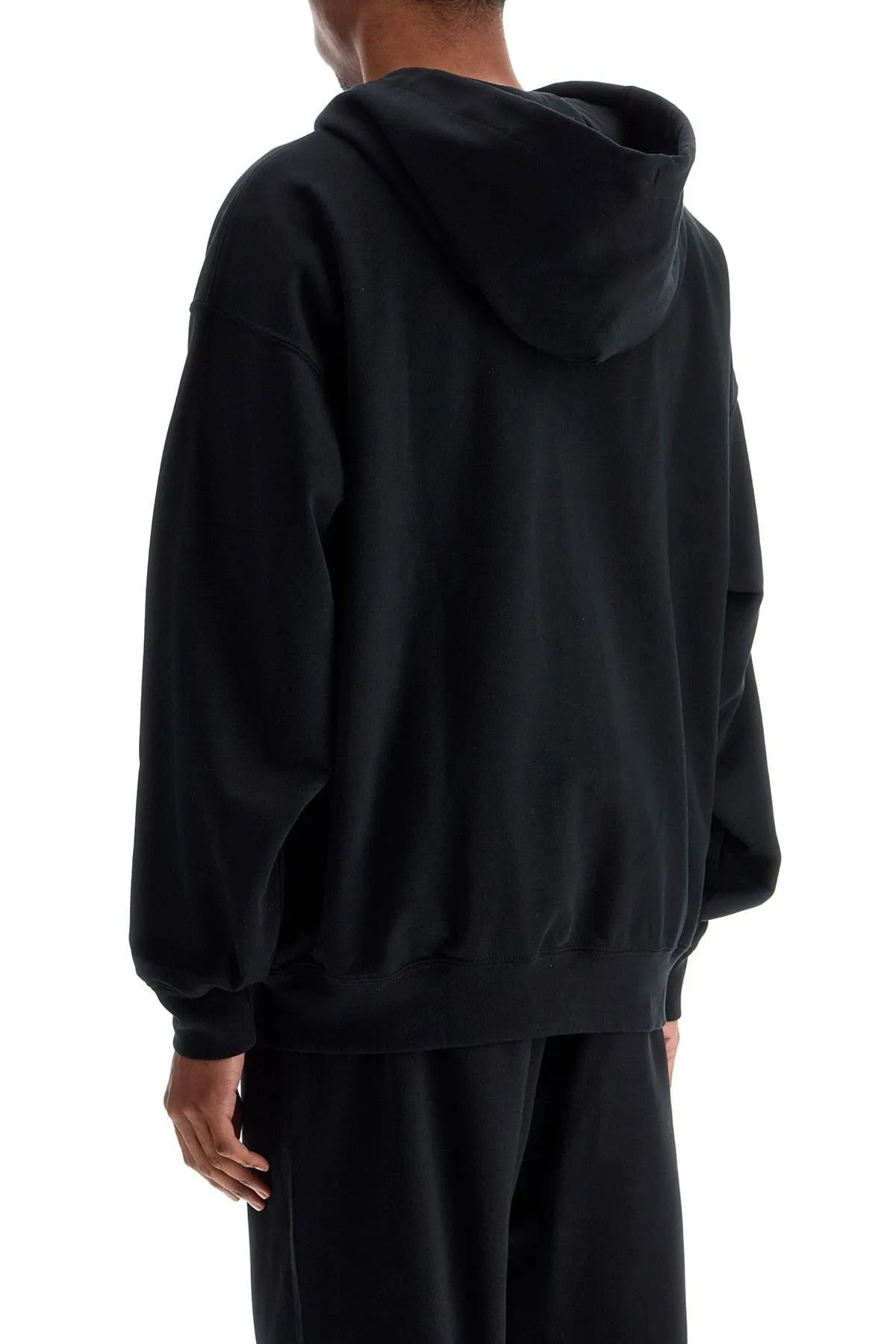 BLACK COTTON ZIP HOODIE