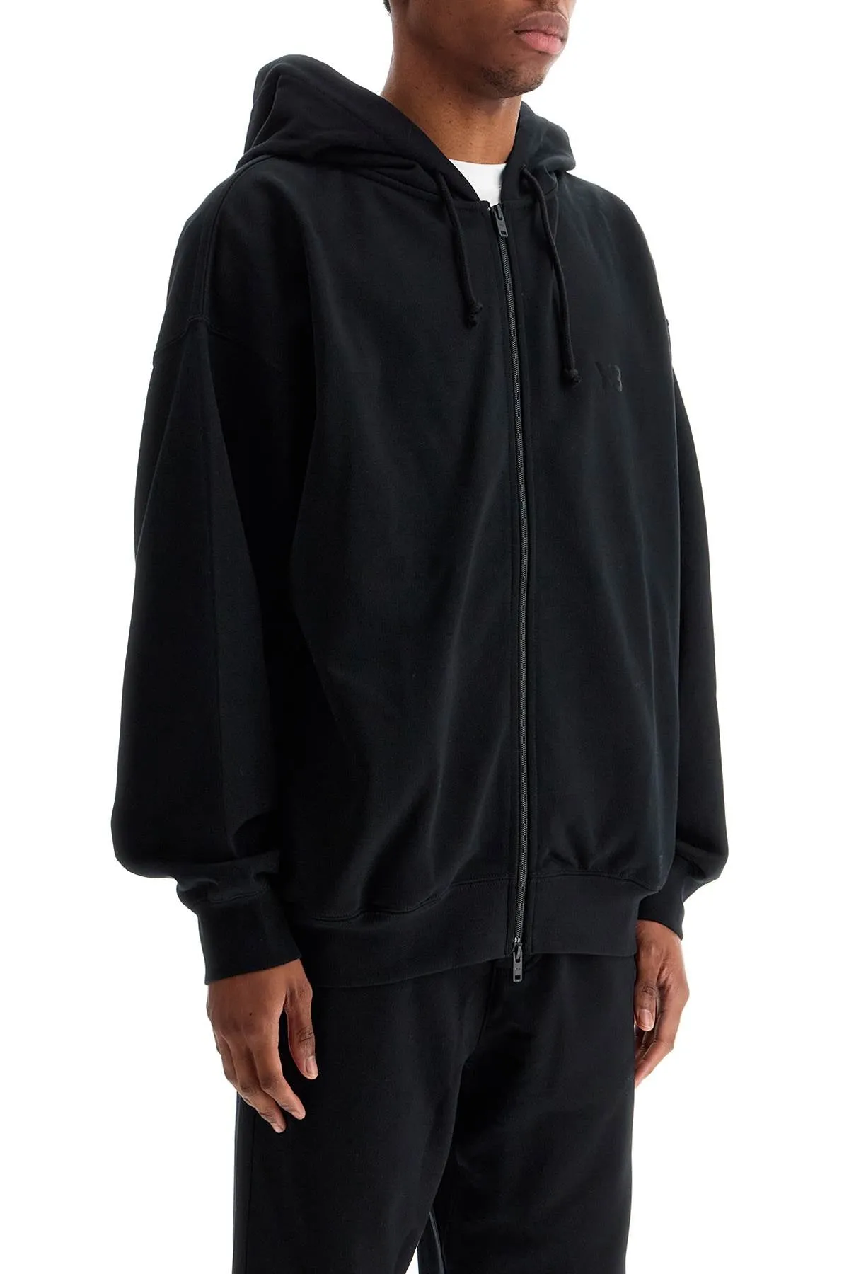 BLACK COTTON ZIP HOODIE