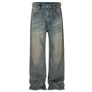 Blue Vintage Wash Wide-Leg Jeans