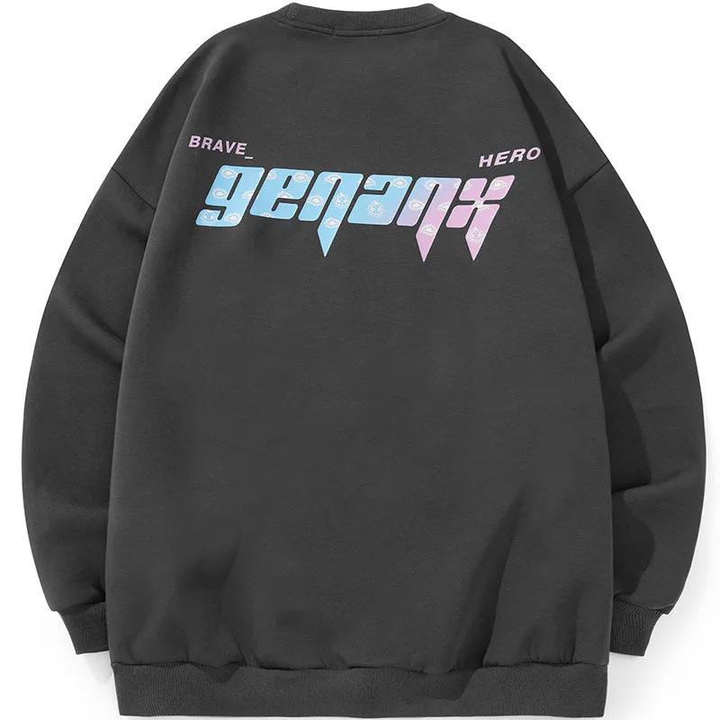 Candy Color Letter Print Pullover Sweatshirt
