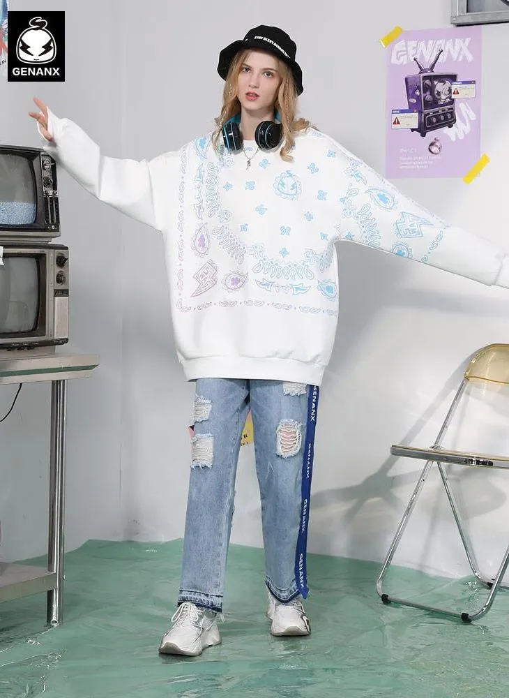 Candy Color Letter Print Pullover Sweatshirt