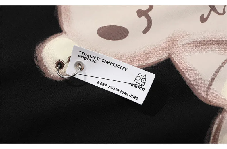 Cartoon Bear Print Loose Basic Sweatshirt