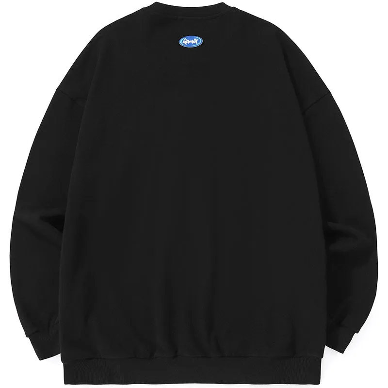 Cartoon Hat Print Drawstring Sweatshirt