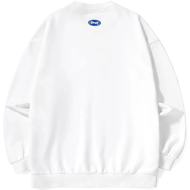 Cartoon Hat Print Drawstring Sweatshirt