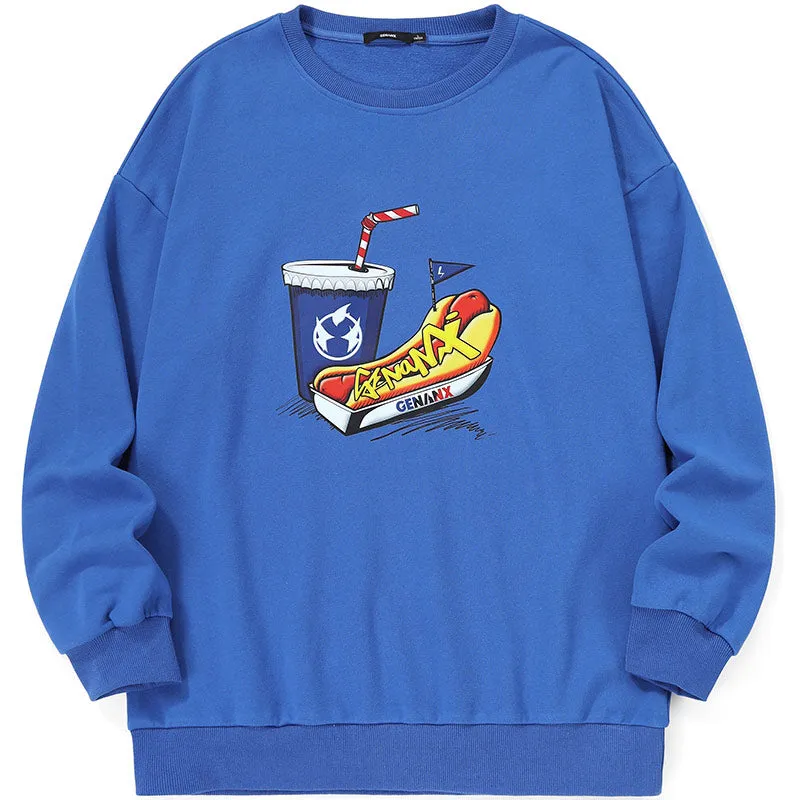 Casual Minimalist Print Crew Neck Sweatshirt