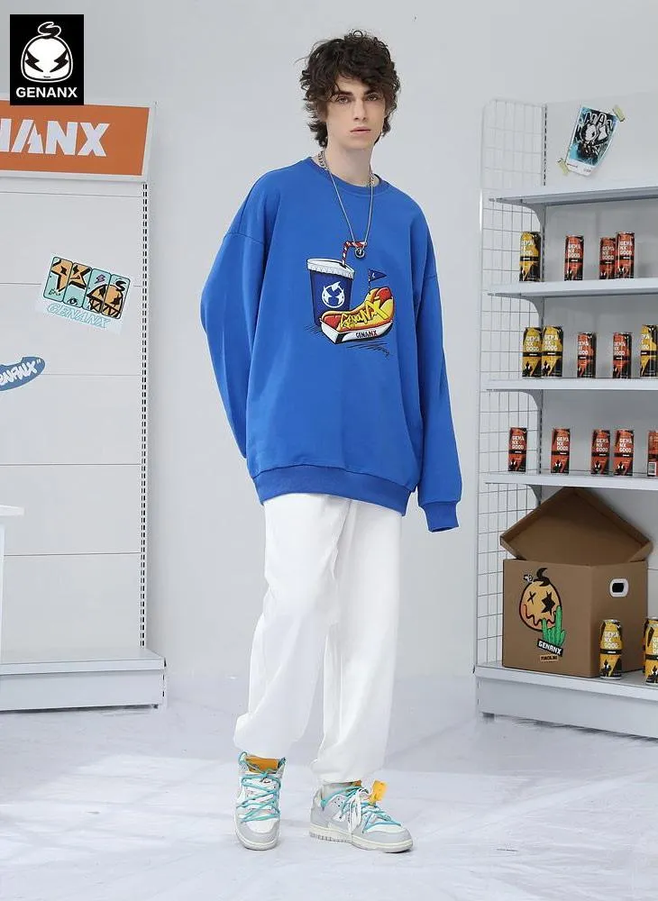 Casual Minimalist Print Crew Neck Sweatshirt