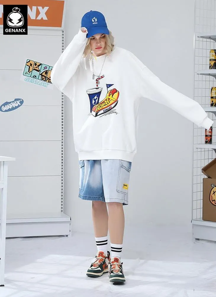 Casual Minimalist Print Crew Neck Sweatshirt