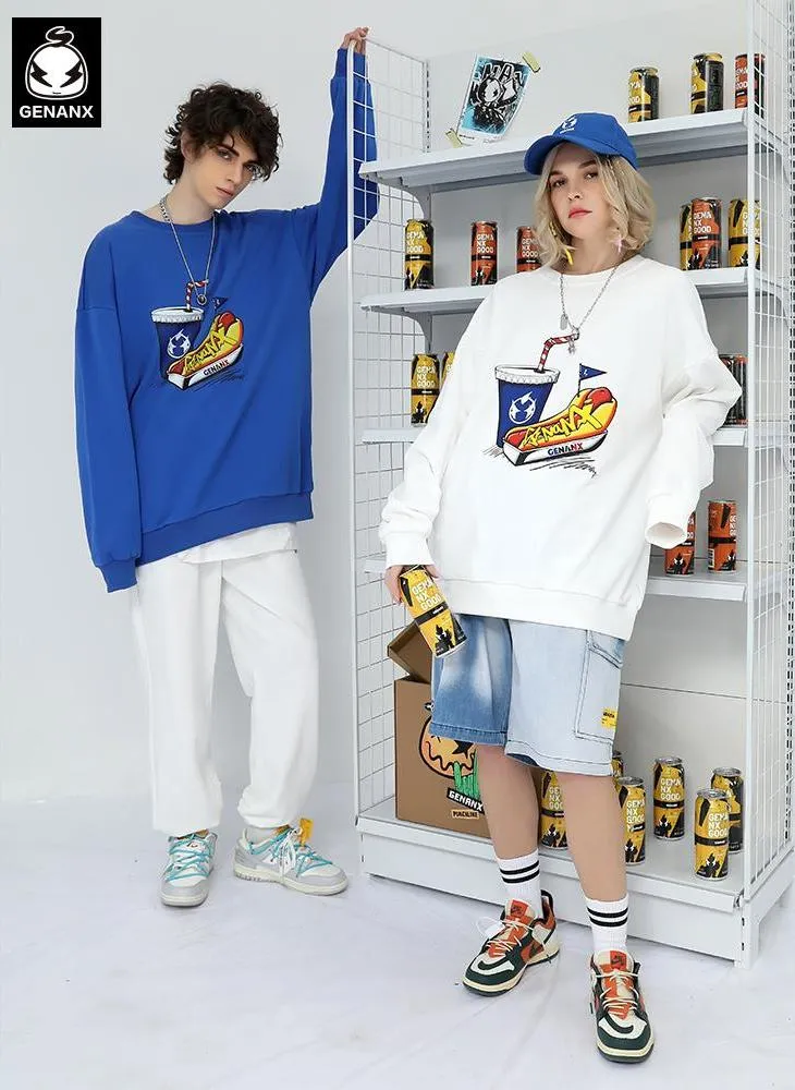 Casual Minimalist Print Crew Neck Sweatshirt