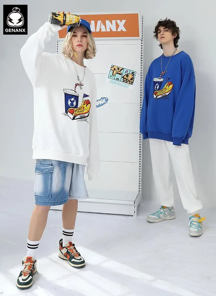 Casual Minimalist Print Crew Neck Sweatshirt