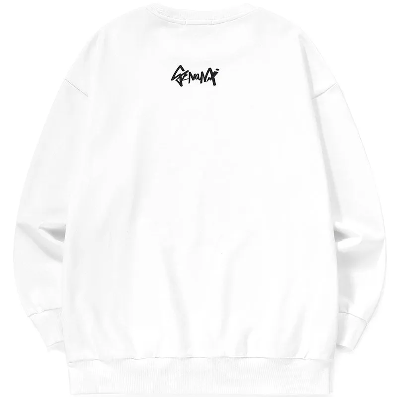 Casual Minimalist Print Crew Neck Sweatshirt