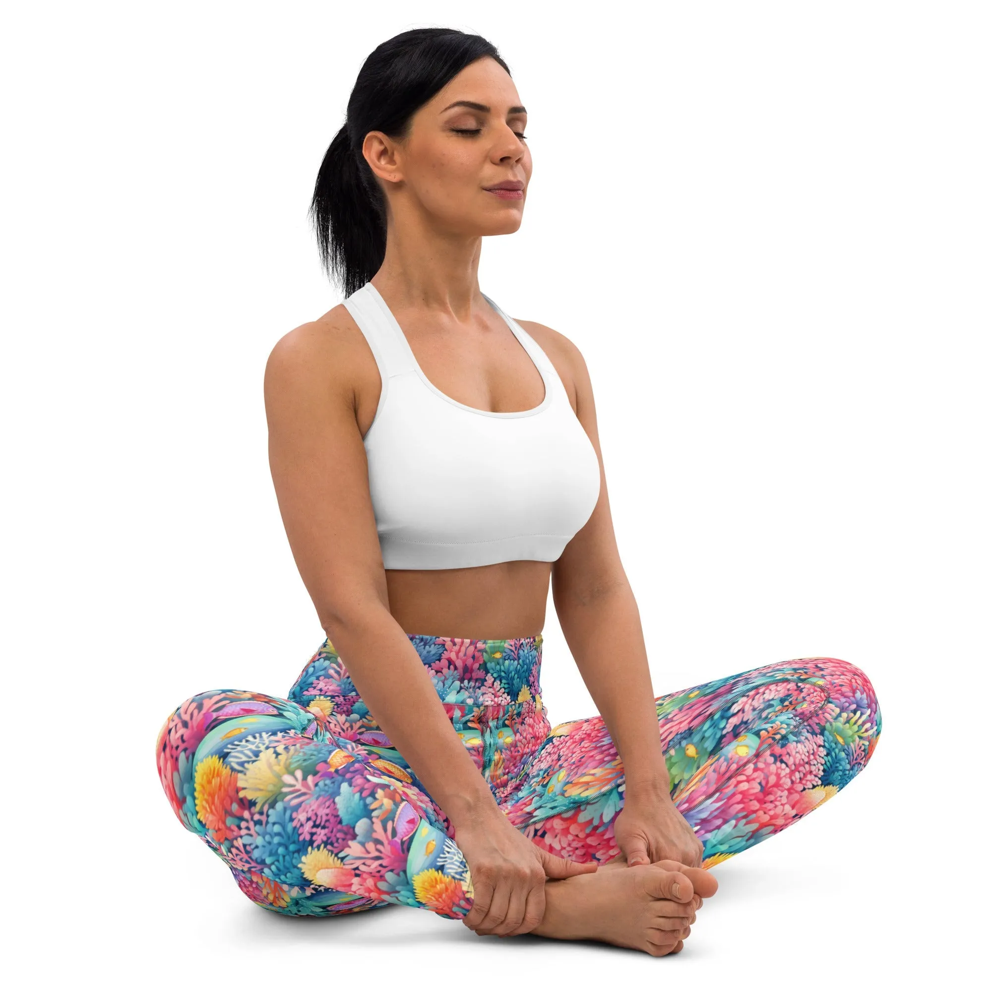Colorful coral reef yoga leggings