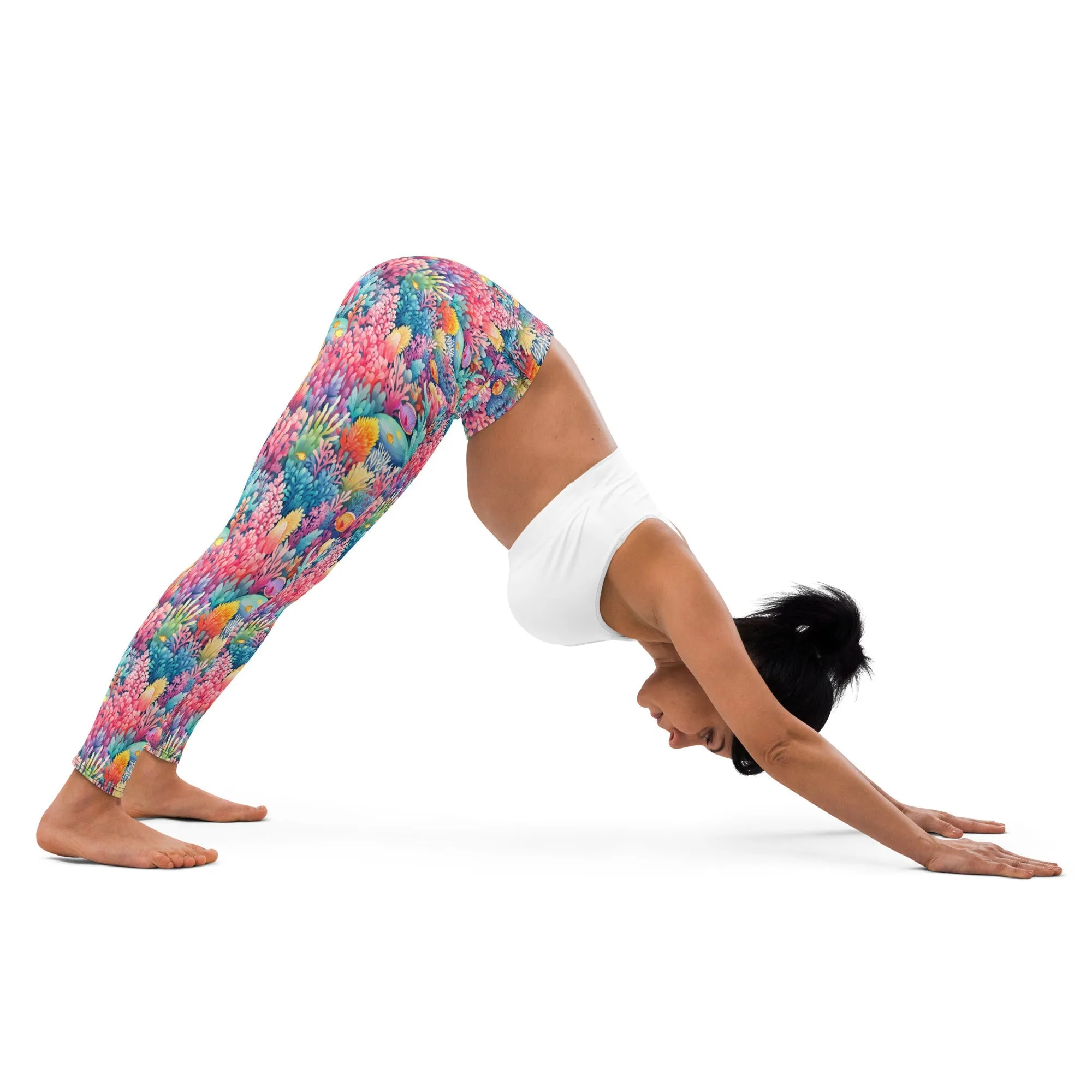 Colorful coral reef yoga leggings