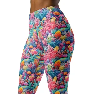 Colorful coral reef yoga leggings