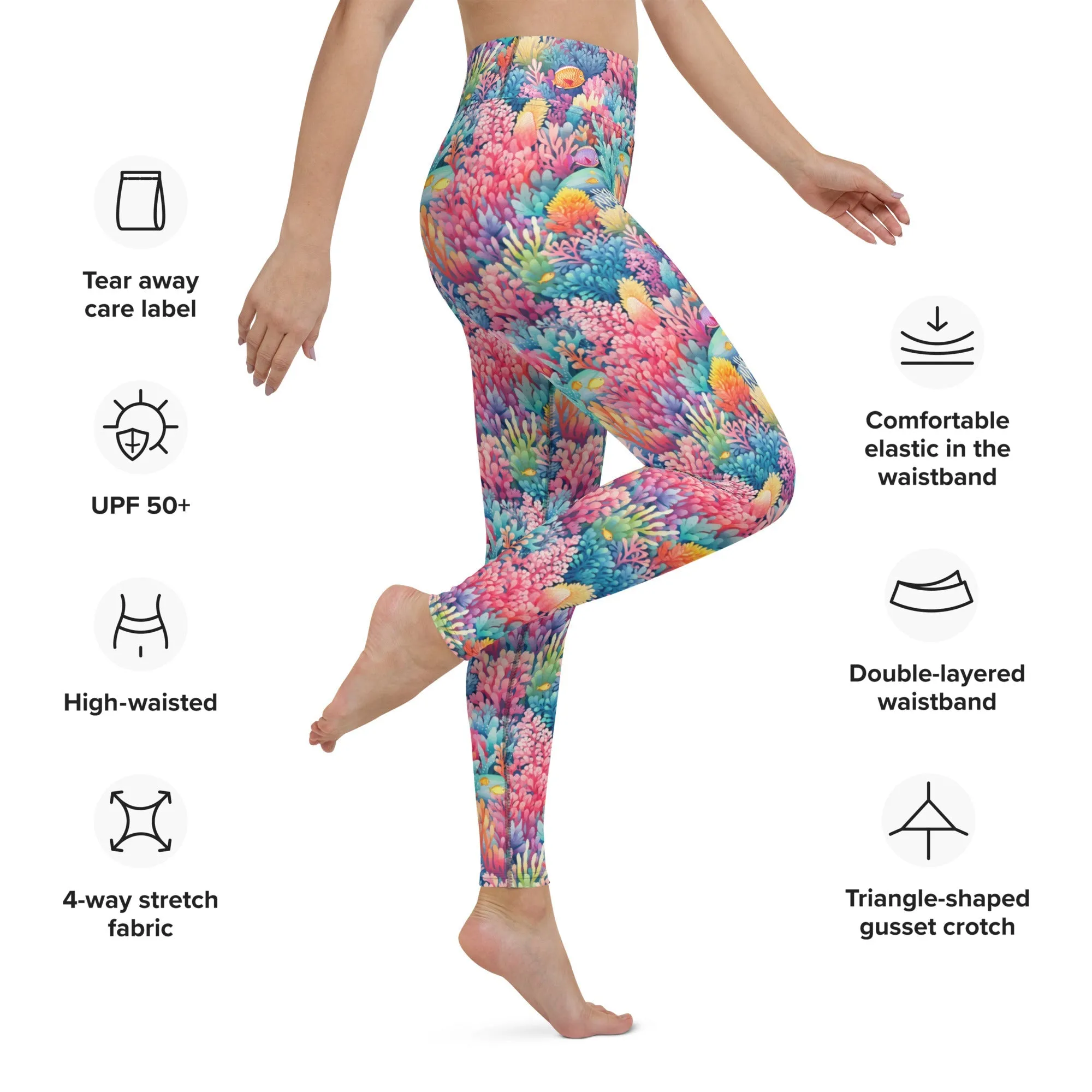 Colorful coral reef yoga leggings