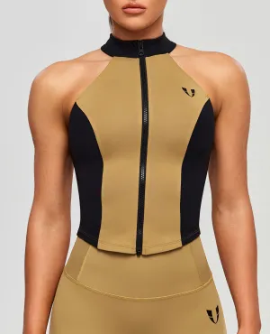 Contrast Color Gym Tank - Brown and Black