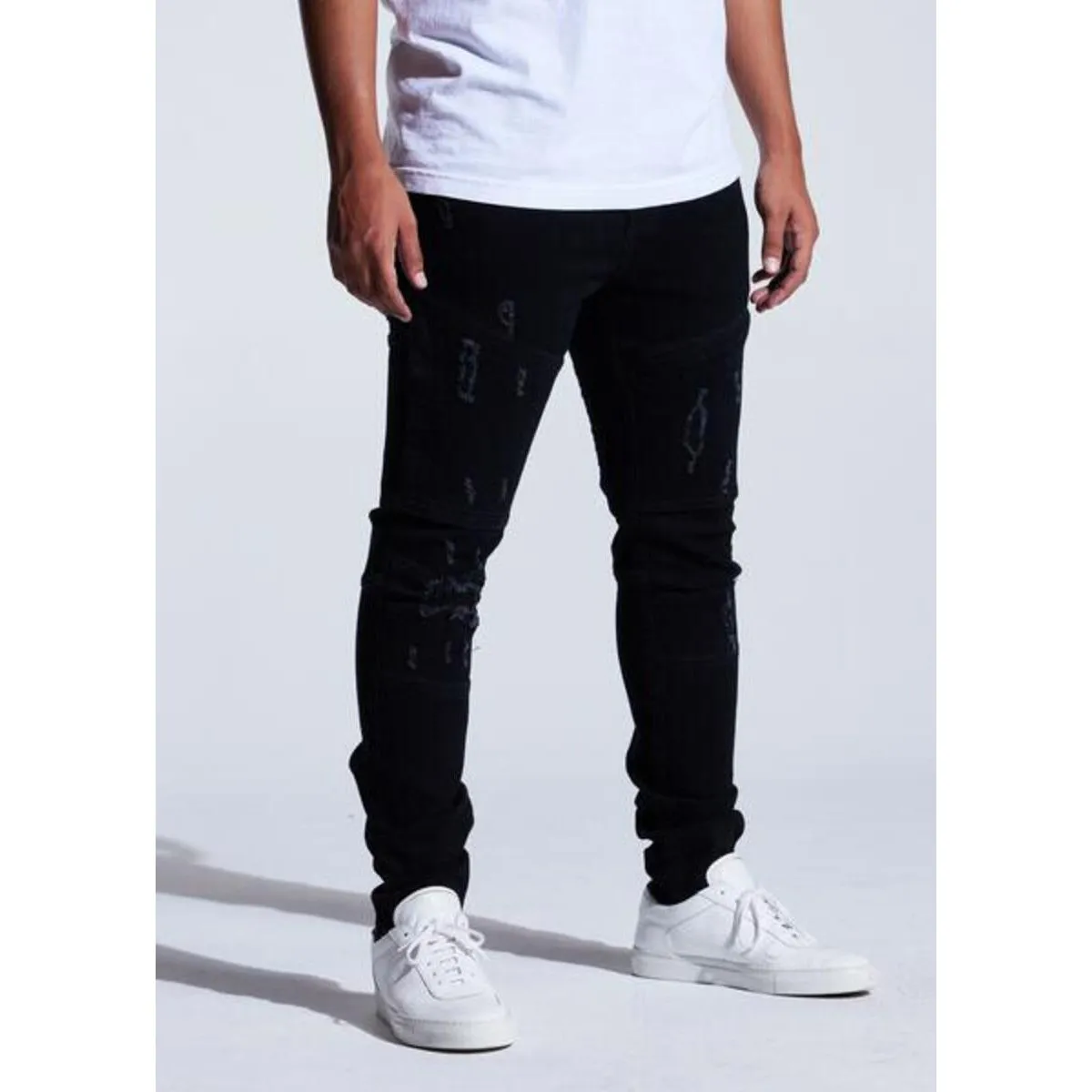 Crysp Denim Atlantic Jet Black Denim Jeans w/Tears (CRYSPHOL23-23)