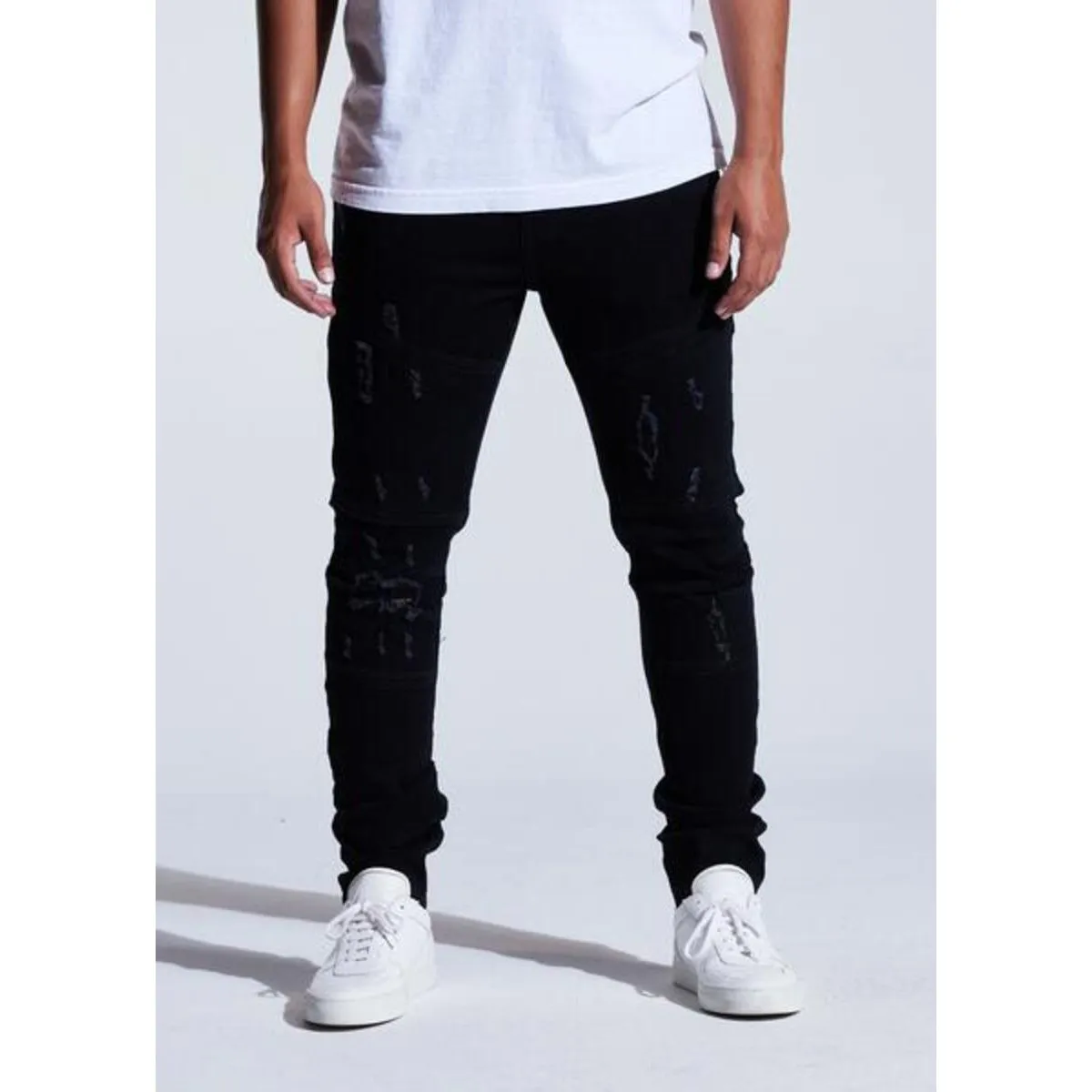 Crysp Denim Atlantic Jet Black Denim Jeans w/Tears (CRYSPHOL23-23)