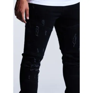 Crysp Denim Atlantic Jet Black Denim Jeans w/Tears (CRYSPHOL23-23)