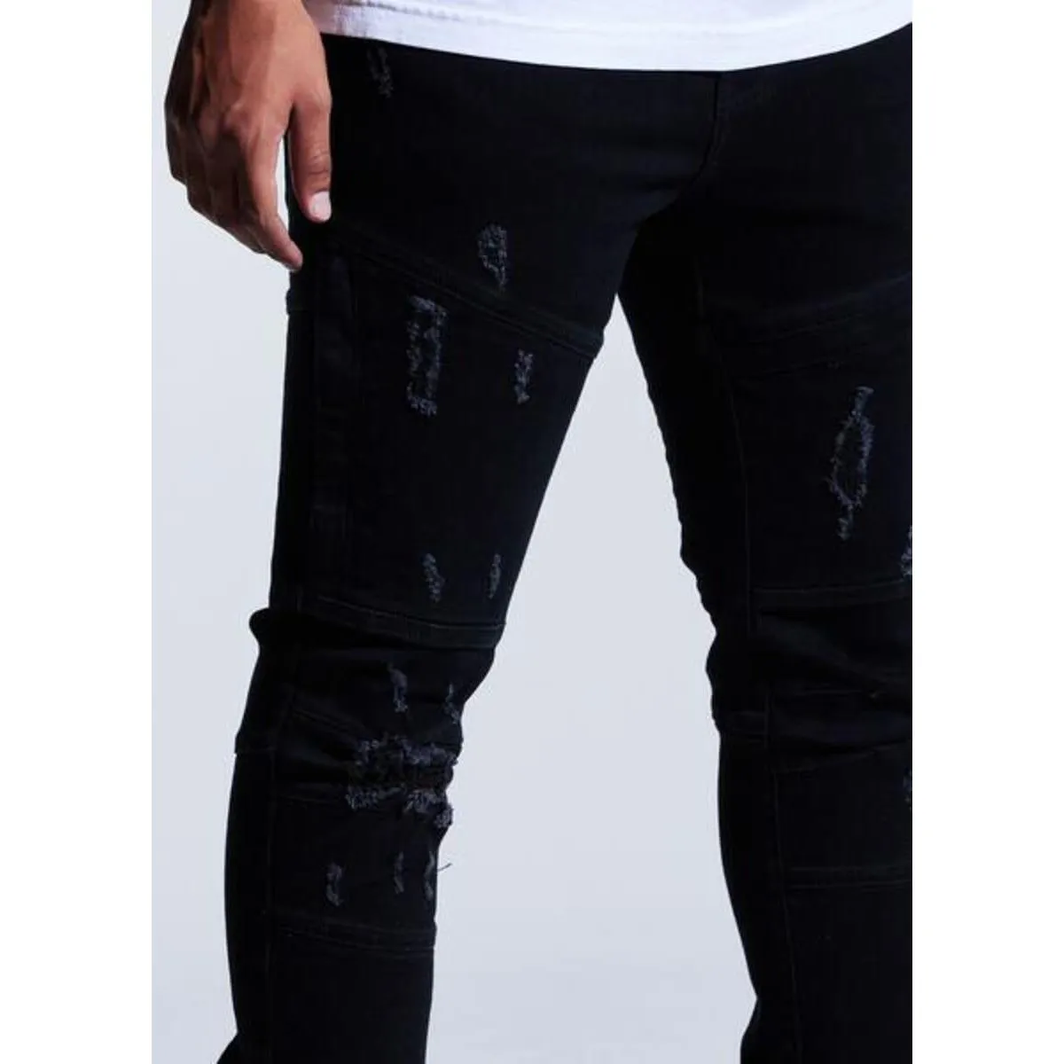 Crysp Denim Atlantic Jet Black Denim Jeans w/Tears (CRYSPHOL23-23)