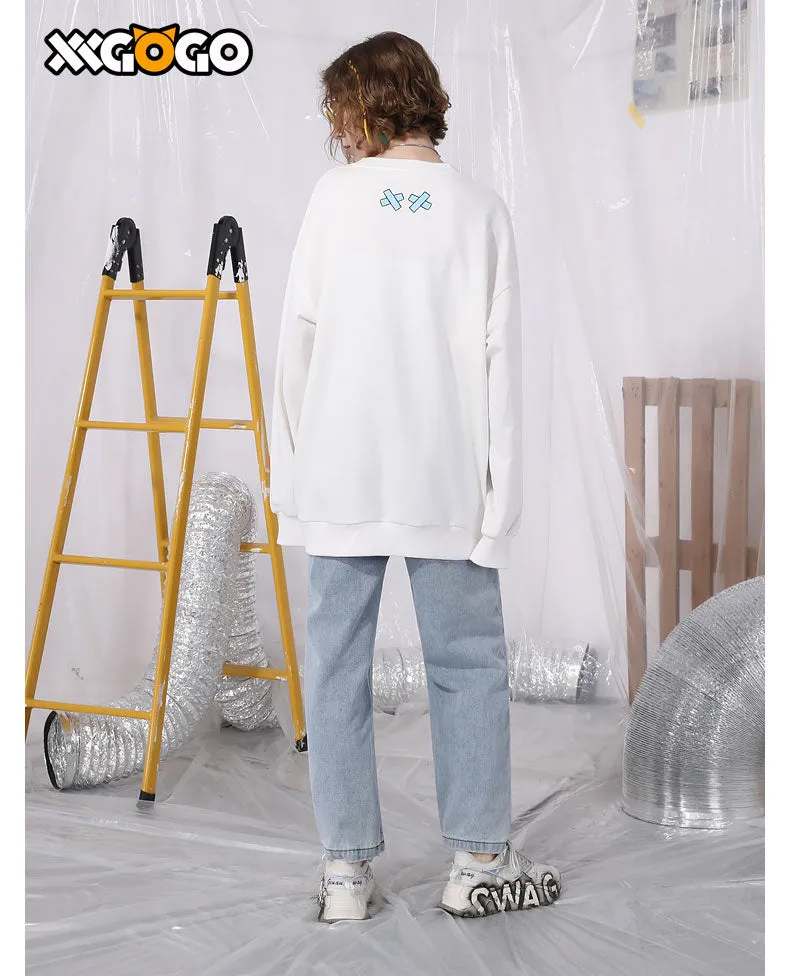 Daisy Donut Chain Print Basic Cotton Sweatshirt