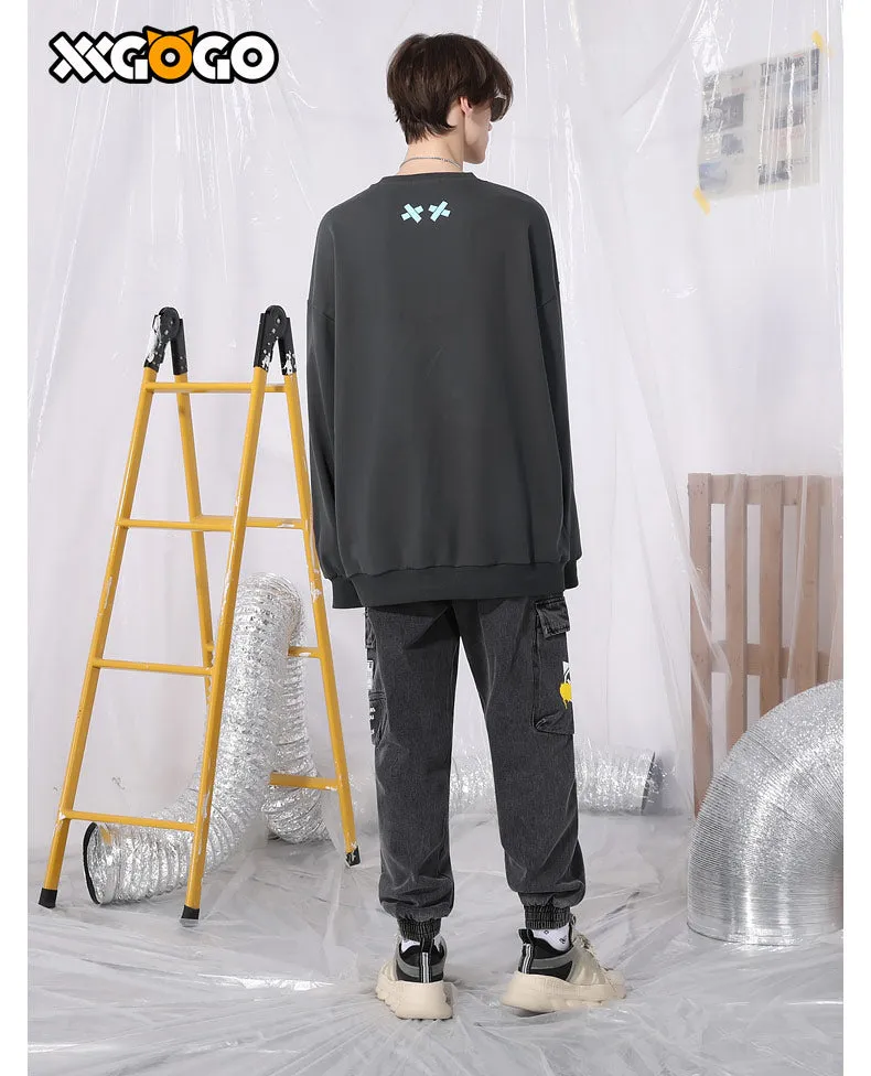 Daisy Donut Chain Print Basic Cotton Sweatshirt