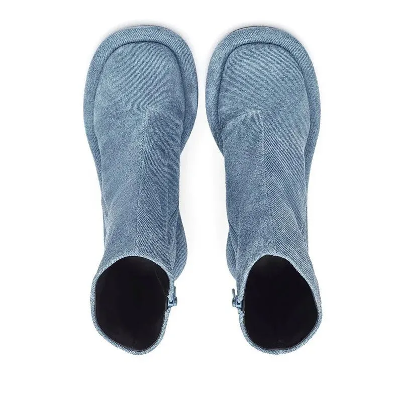Denim Elegance Short Boots