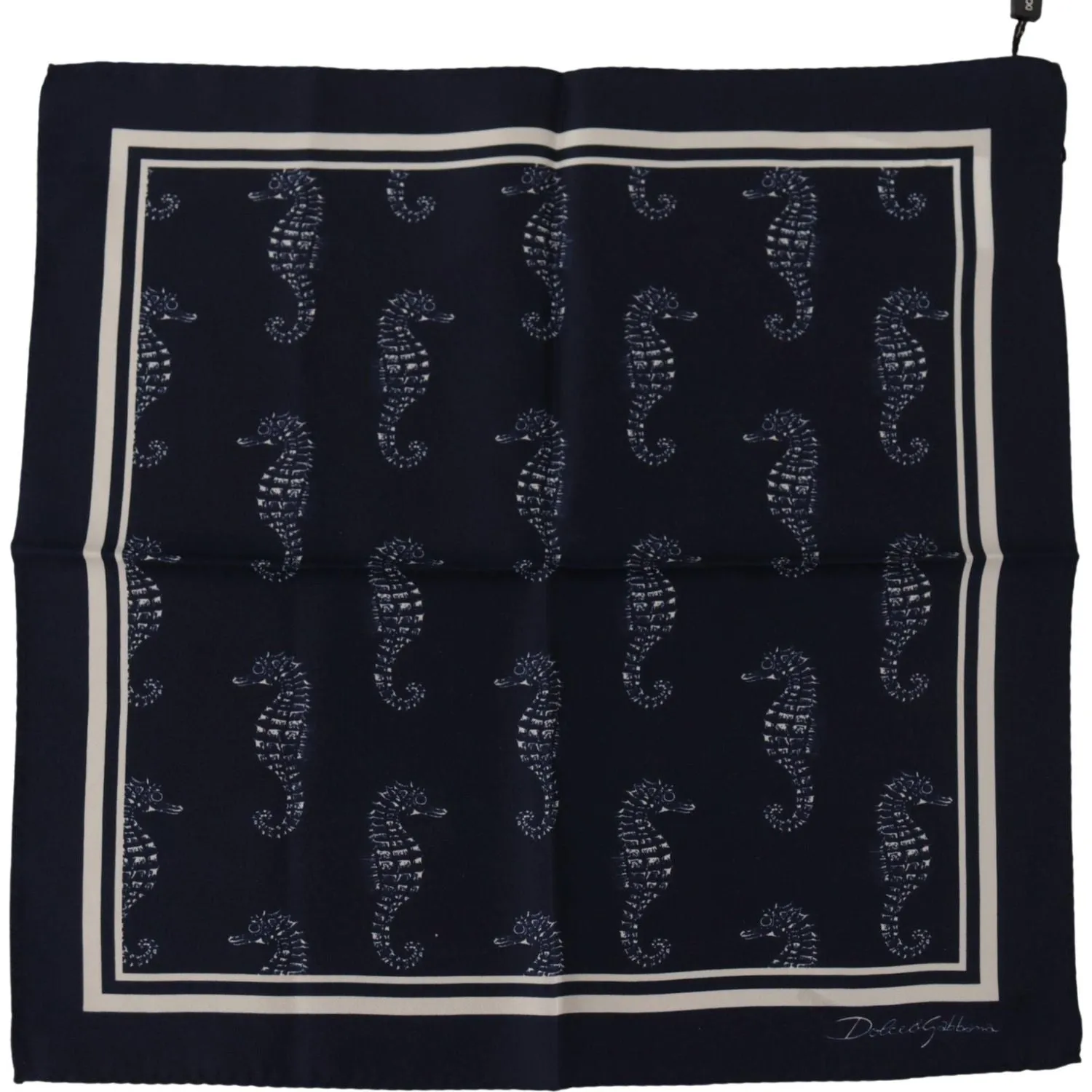 Dolce & Gabbana Elegant Blue Seahorse Silk Men's Scarf