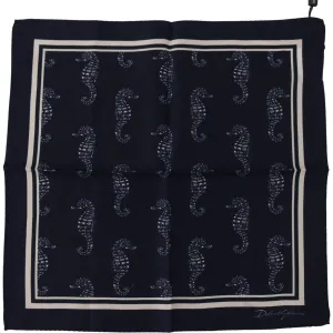 Dolce & Gabbana Elegant Blue Seahorse Silk Men's Scarf