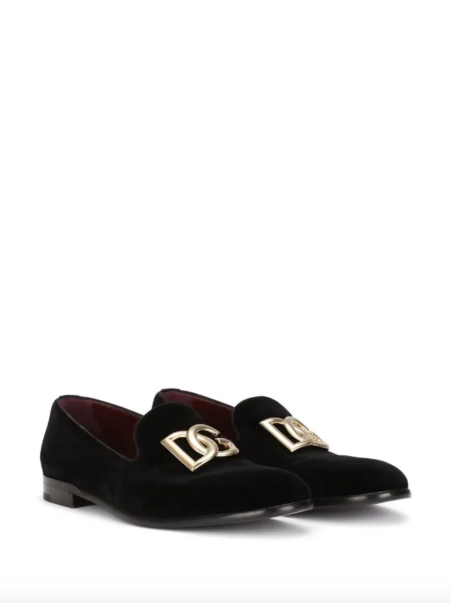 Dolce & Gabbana velvet slippers with DG logo