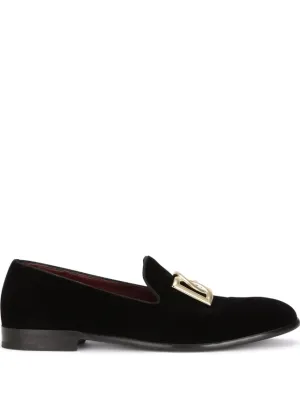 Dolce & Gabbana velvet slippers with DG logo