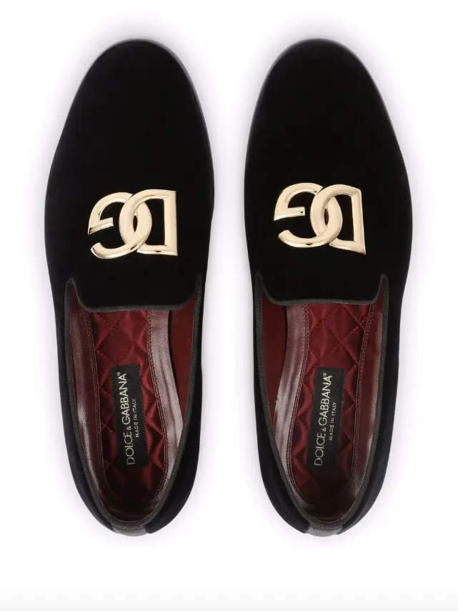 Dolce & Gabbana velvet slippers with DG logo