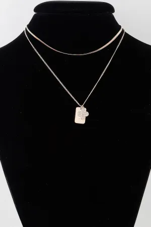 Double Clover Tag Pendant Necklace