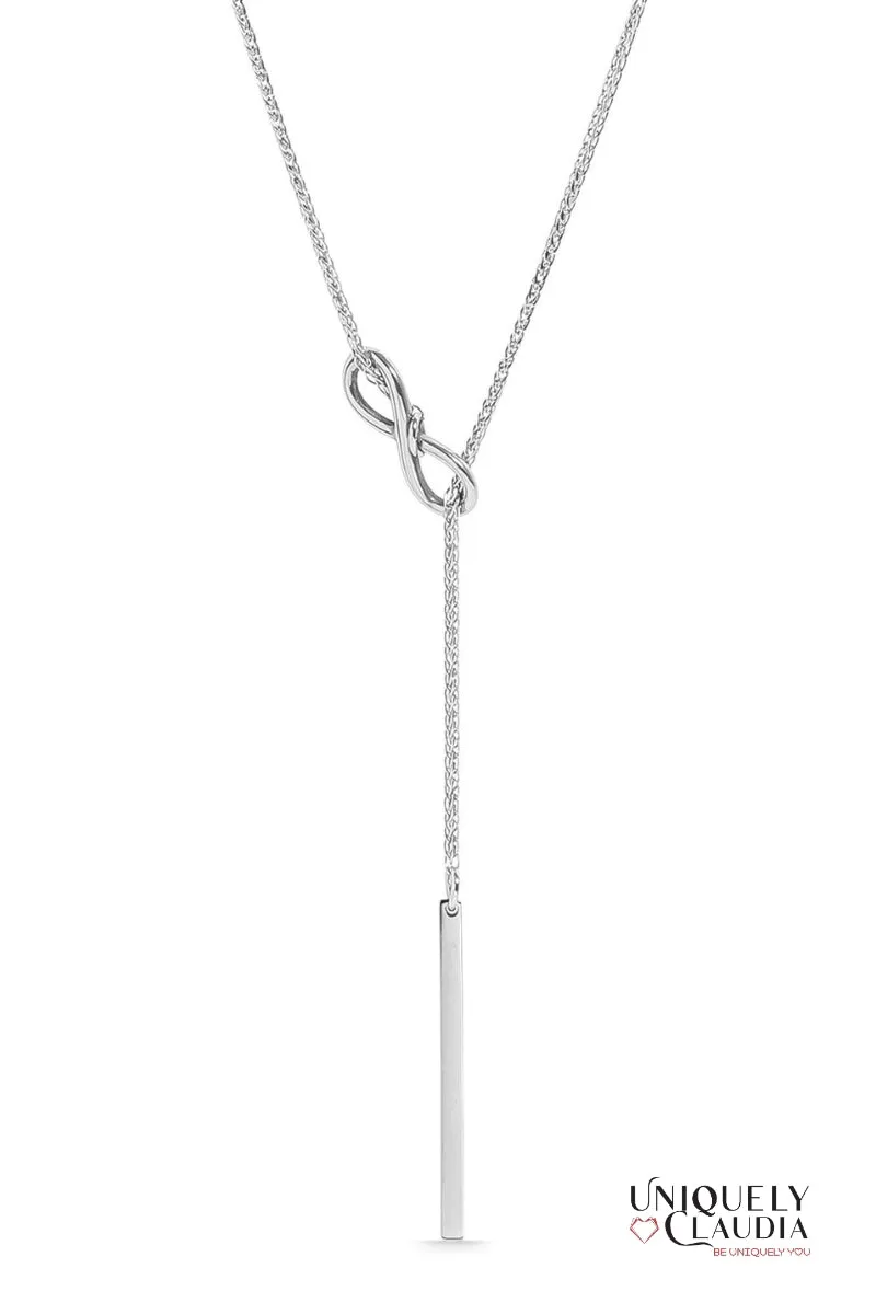 Drop Bar Infinity Lariat Necklace
