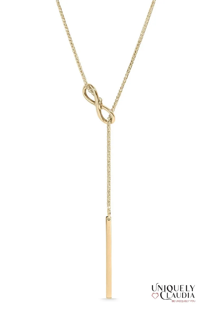 Drop Bar Infinity Lariat Necklace