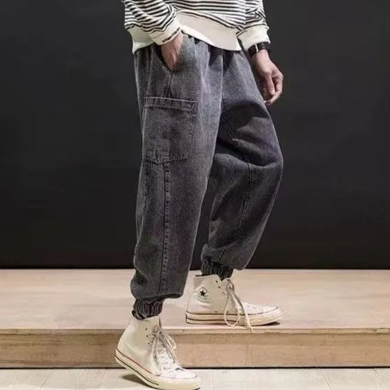 Elastic Waist Baggy Joggers Jeans