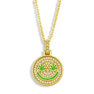 Emerald Smile: Hip-hop Round Pendant