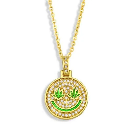 Emerald Smile: Hip-hop Round Pendant