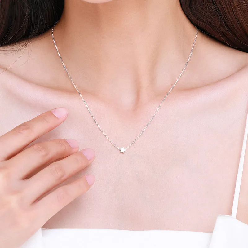 Everyday Genie S925 Sterling Silver Star Necklace with Cross Chain