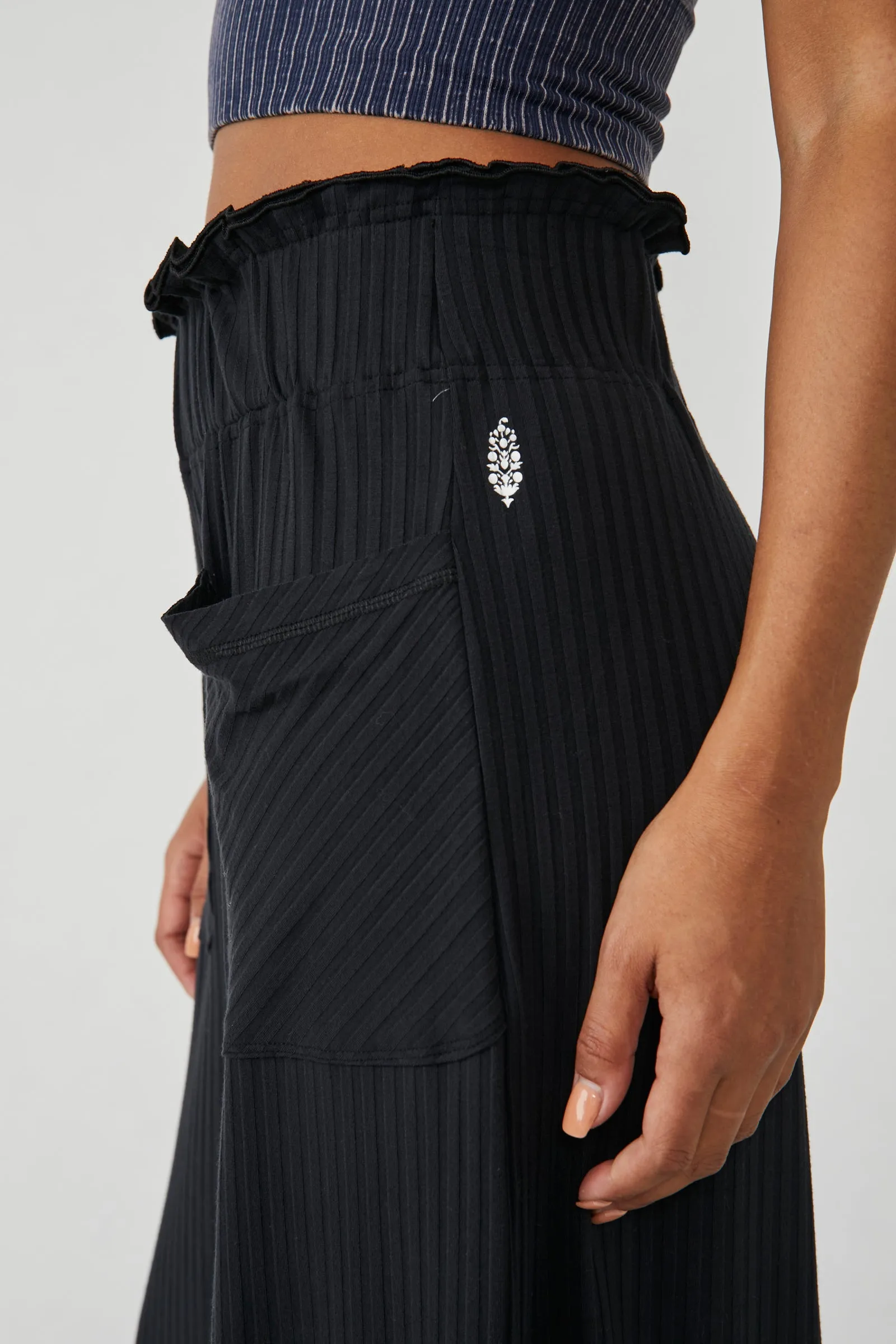 FREE PEOPLE MOVEMENT BLISSED OUT WIDE LEG PANTS - BLACK 6937