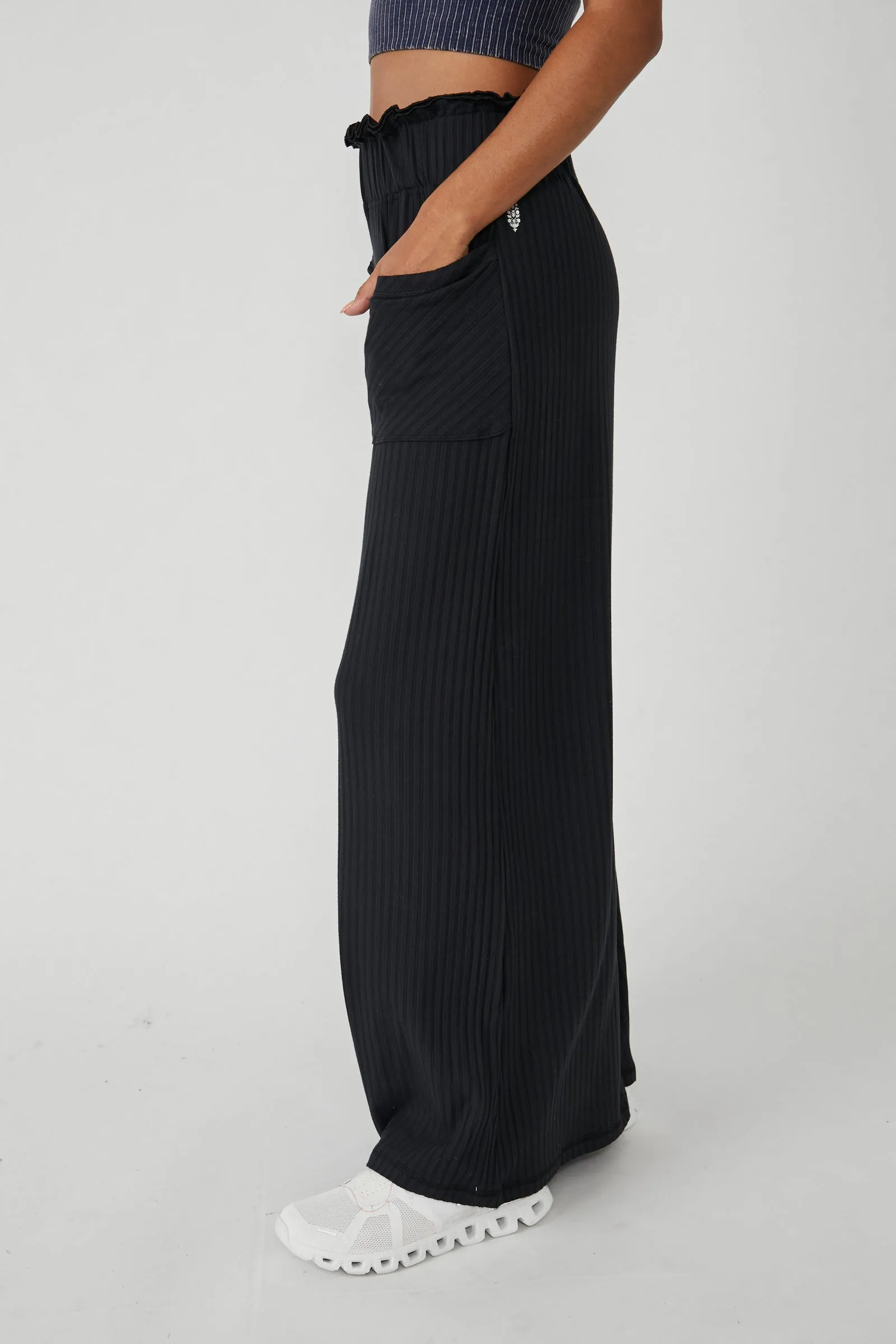 FREE PEOPLE MOVEMENT BLISSED OUT WIDE LEG PANTS - BLACK 6937
