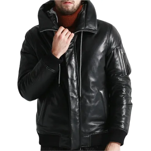 Genuine Sheepskin Leather Jacket For Men Goose Down Winter Coat Warm & Thick Outwear by tjs