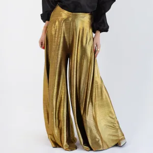 Golden metallic wide leg pants